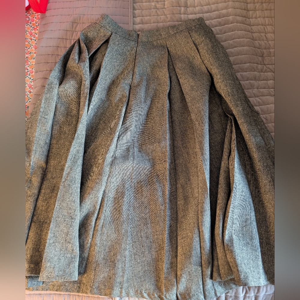 Astr Textured Tweed Skirt in Black and Cream